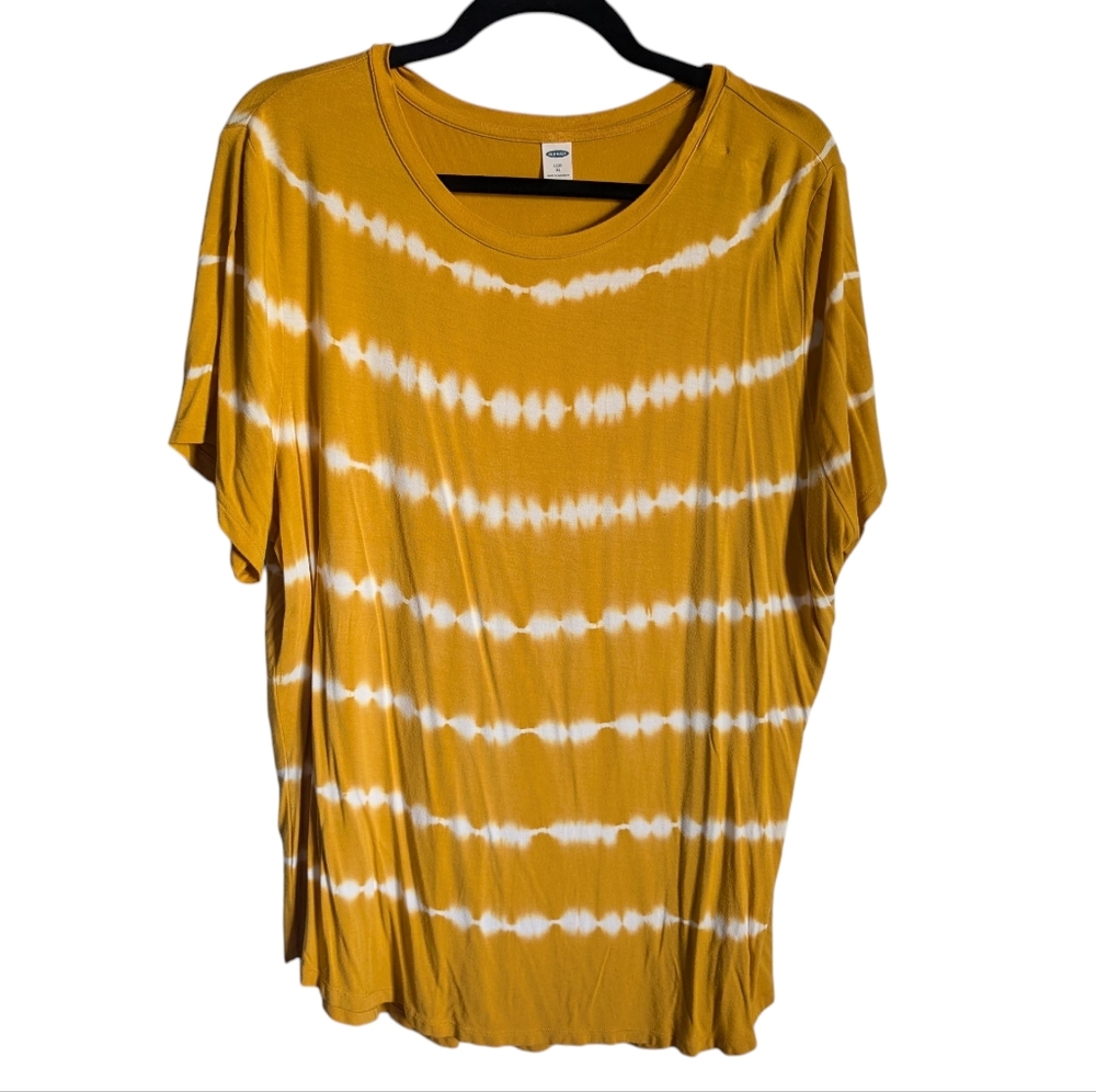 Old Navy Luxe yellow and white striped tie dye T-shirt XL